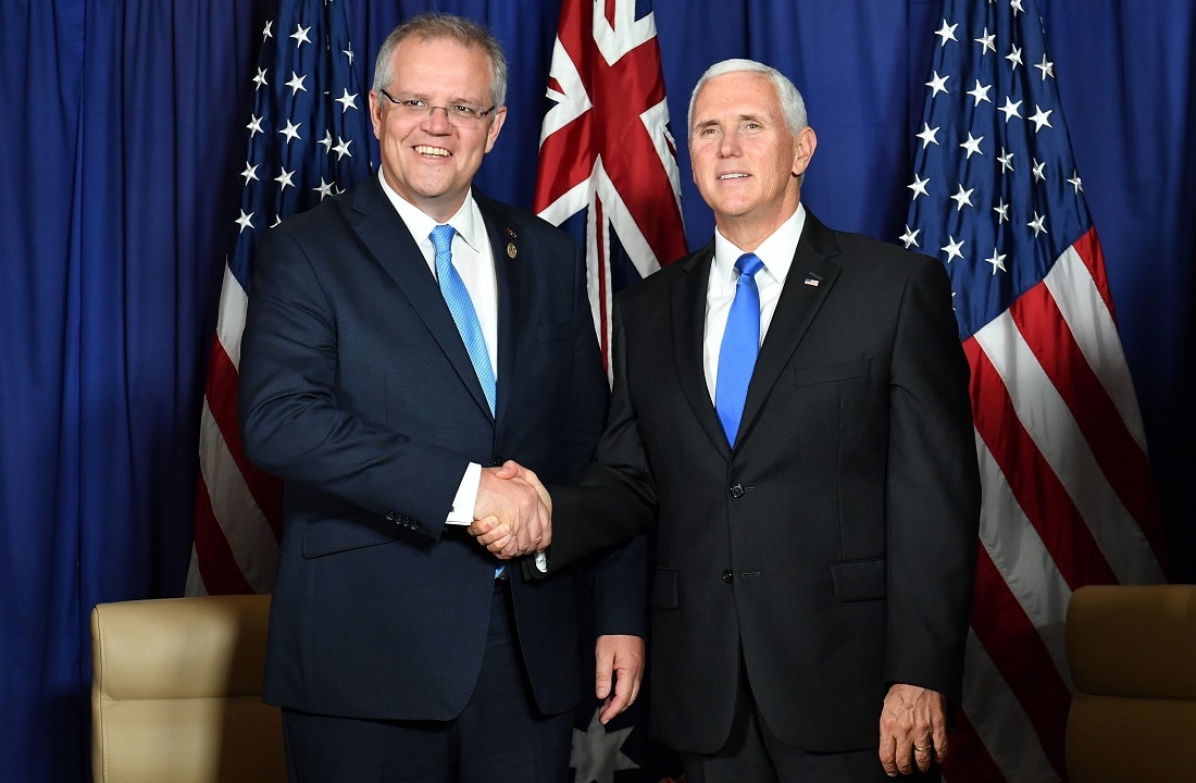 Australia's Prime Minister Scott Morrison and US Vice President Mike Pence.