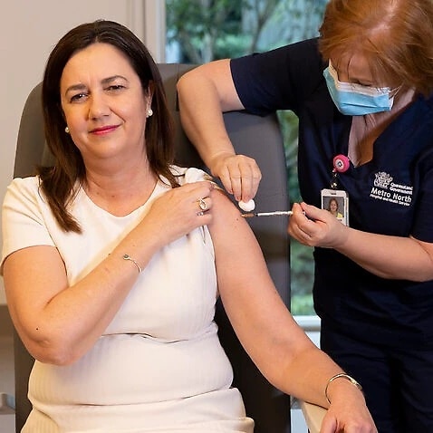 Queensland Premier Annastacia Palaszczuk is given a COVID-19 vaccination in Brisbane, Monday, June, 2021.