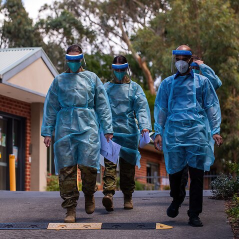 Australian Defence Force medical personnel assess needs at an aged-care facility in Frankston in Victoria.