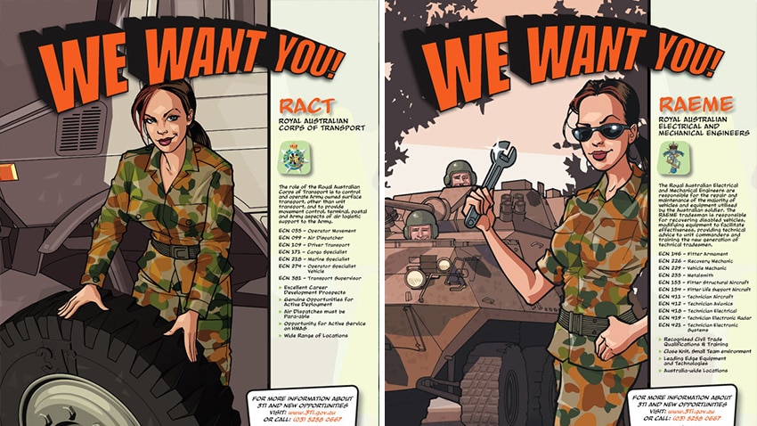 an advertisement for the Royal Australian Army depicting the modern woman soldier