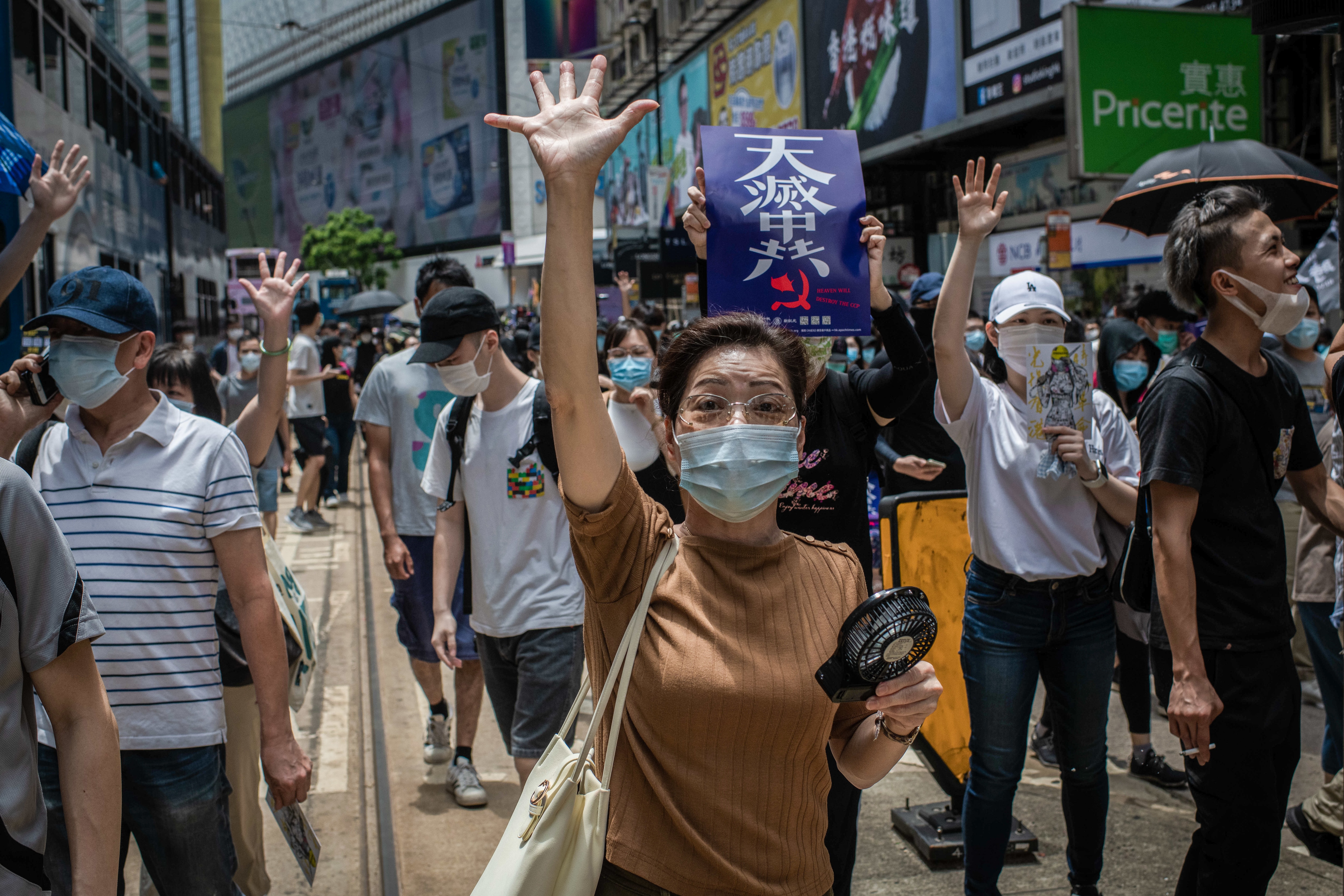 Protesters during demonstrations in Hong Kong against China's plans to introduce national security laws. Protesters during demonstrations against Beijing’s plans to introduce national security laws