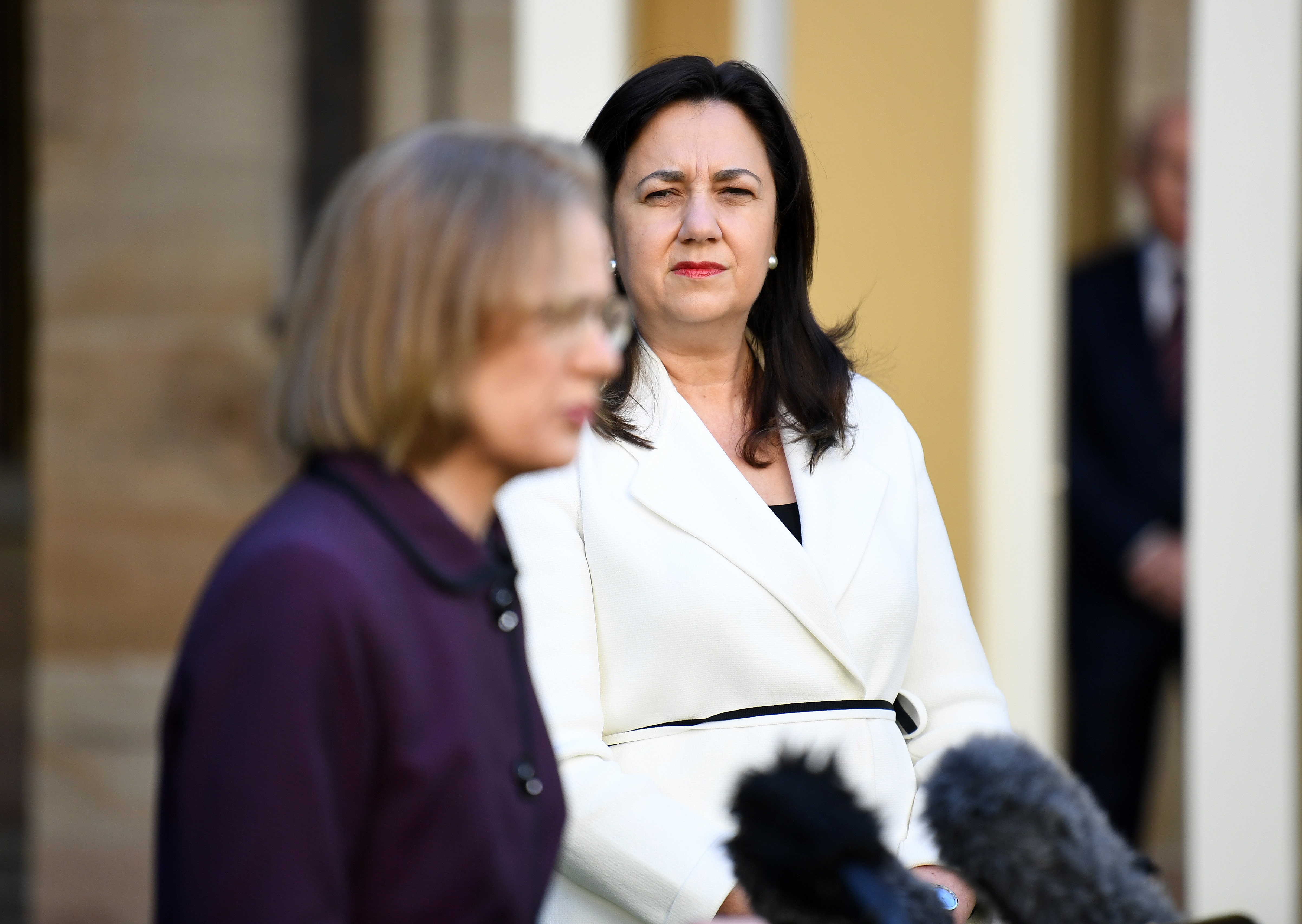 Queensland Premier Annastacia Palaszczuk and Chief Health Officer Jeannette Young during a press conference.