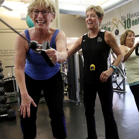 Seniors work-out at gym for increased health benefits