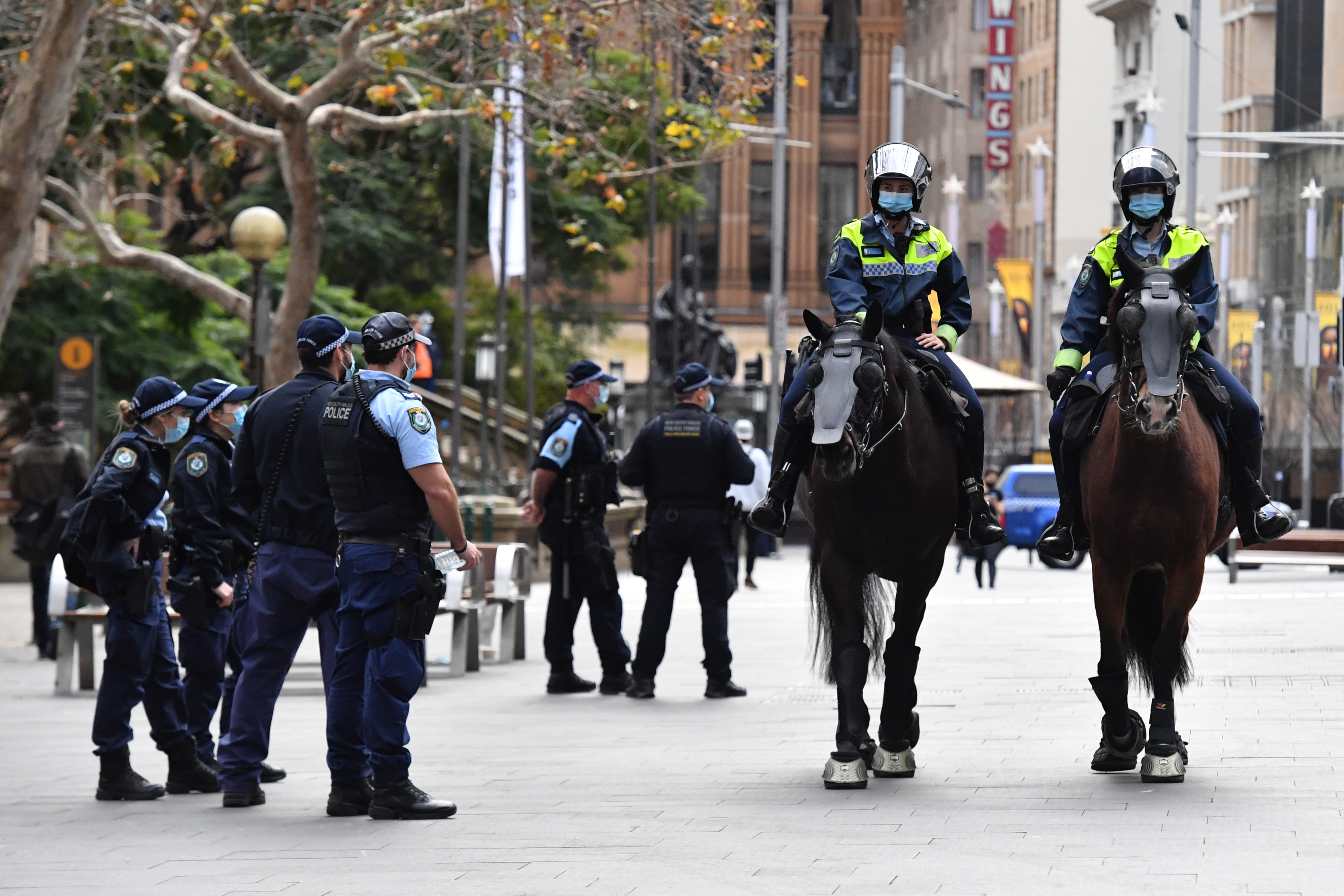 Police set up an exclusion zone in Sydney's CBD.