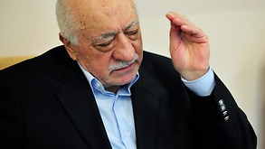 Islamic cleric Fethullah Gulen speaks to members of the media at his compound, Sunday, July 17, 2016, in Saylorsburg, Pa. Turkish officials have blamed a failed coup attempt on Gulen, who denies the accusation. (AP Photo/Chris Post)