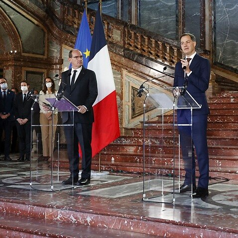 French Prime Minister Jean Castex (left) and Belgian Prime Minister Alexander De Croo