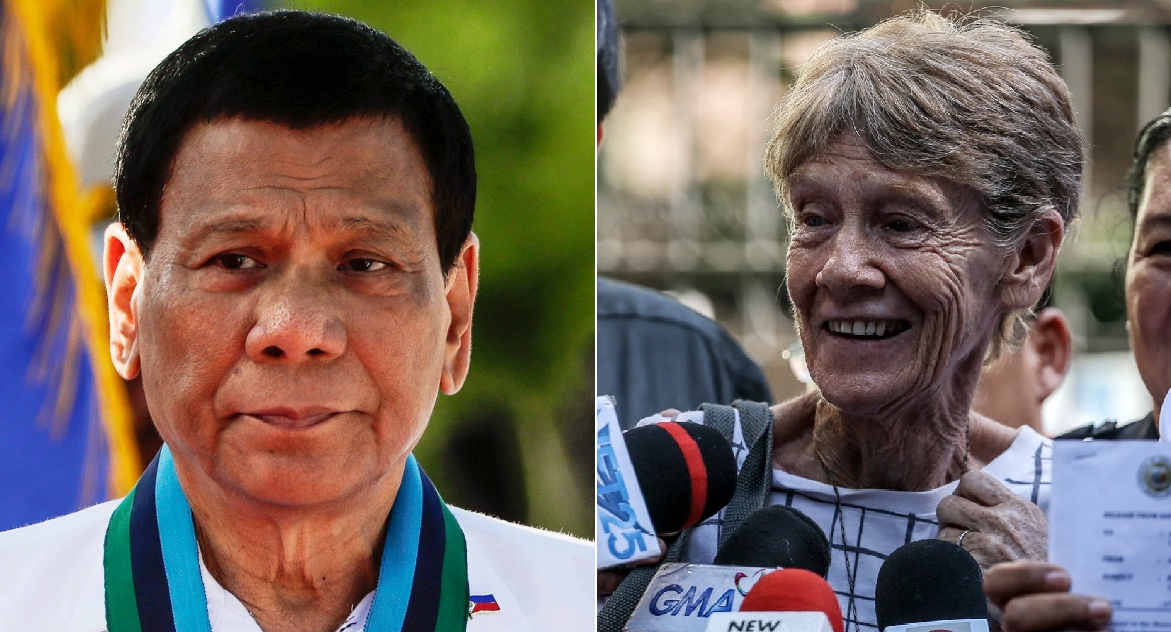 The Philippines President Rodrigo Duterte and Sister Patricia Fox. 