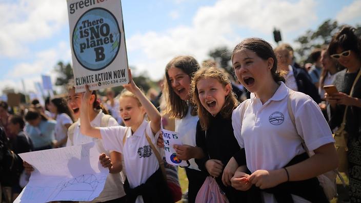 Young protesters make their voice heard at the Strike 4 Climate rally in Sydney in September.