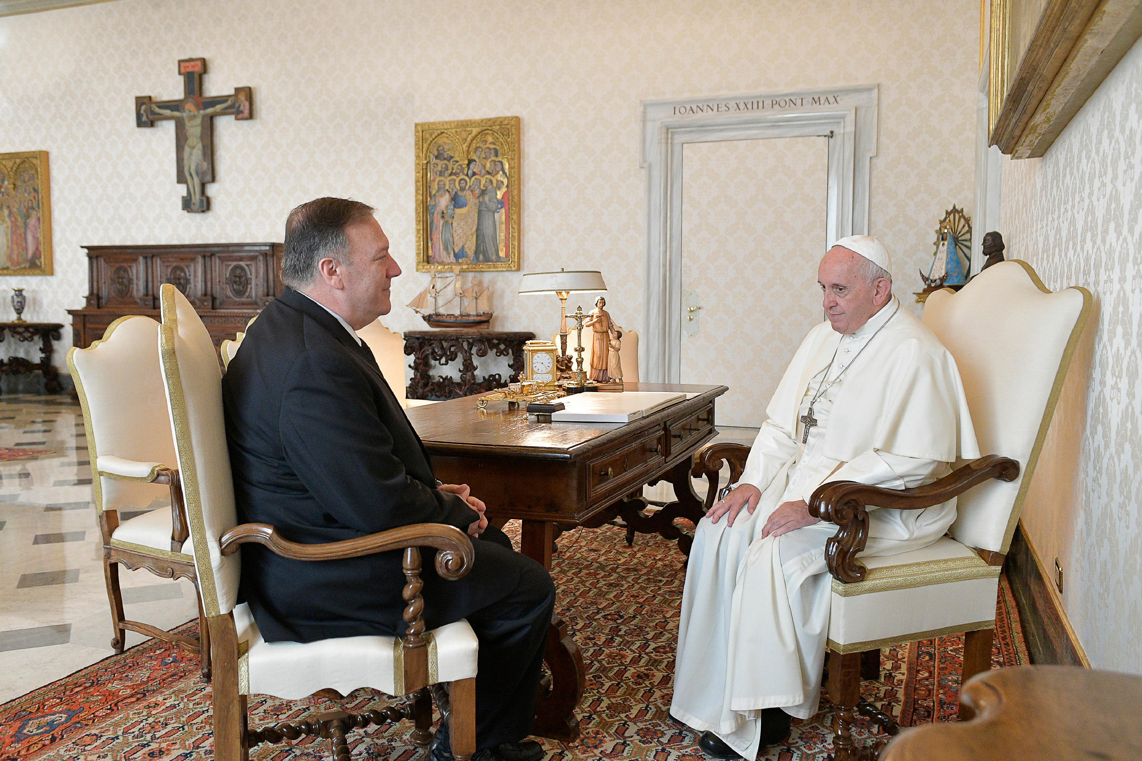 Pope Francis received Mike Pompeo, US Secretary of State, in the Vatican in October 2019.