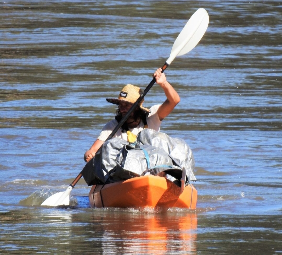 Simone Curati on his kayak