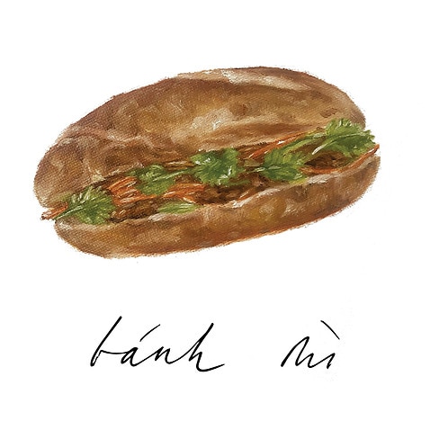 illustration of bánh mì 