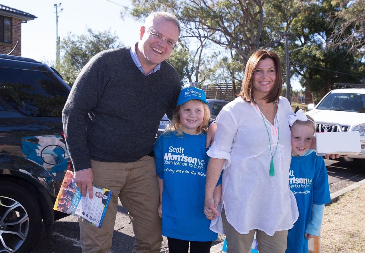 Scott Morrison with his wife and children in 2016.