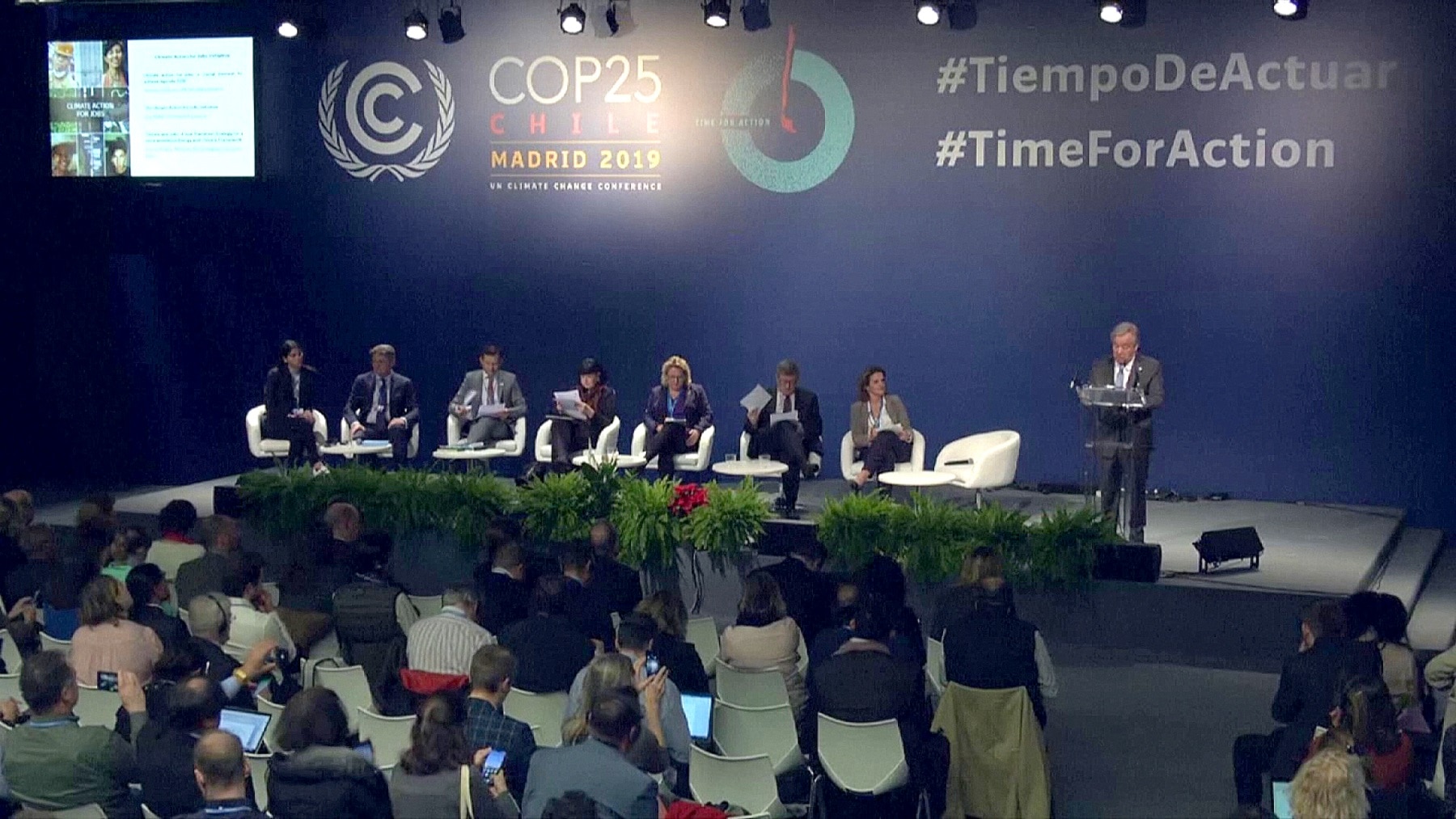 UN Secretary General Antonio Guterres speaks at COP25.