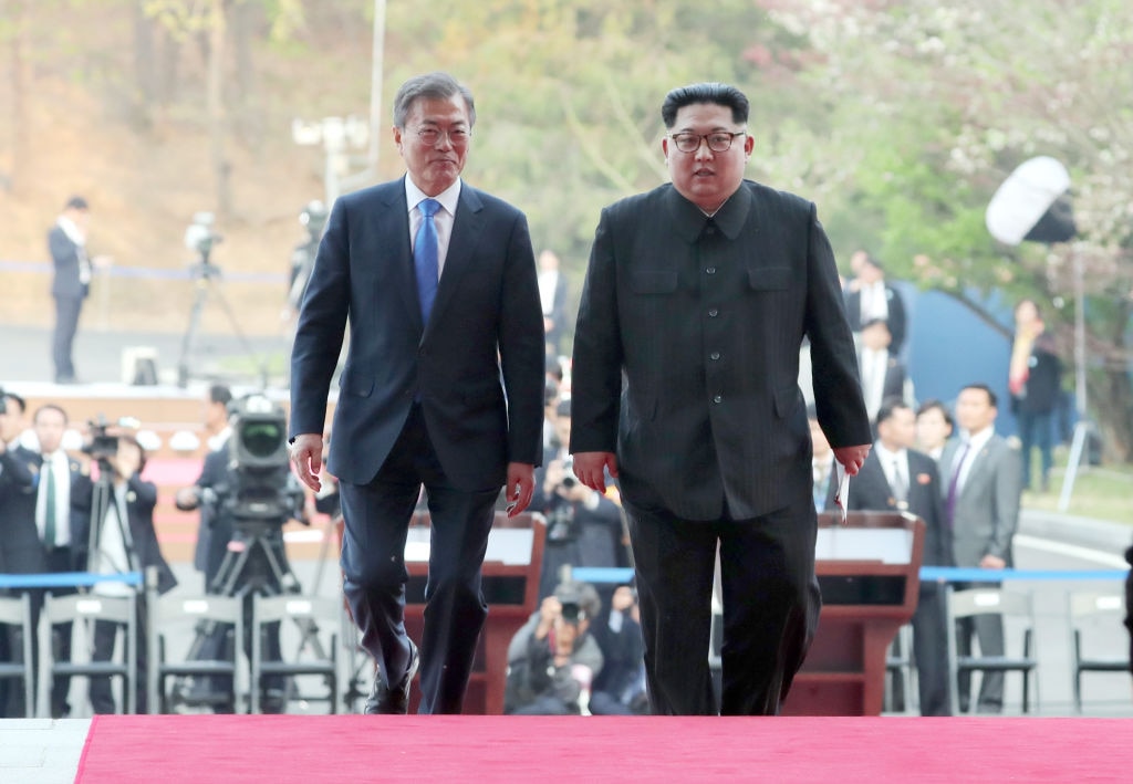 Moon Jae-in and Kim Jong-un at the Inter-Korean Summit 2018