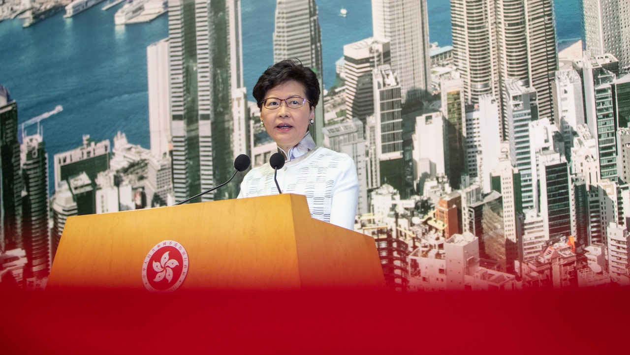 Hong Kong's Chief Executive Carrie Lam delayed a controversial China extradition bill on Saturday after recent protests. Hong Kong's Chief Executive Carrie Lam delayed a controversial China extradition bill on Saturday after recent protests.