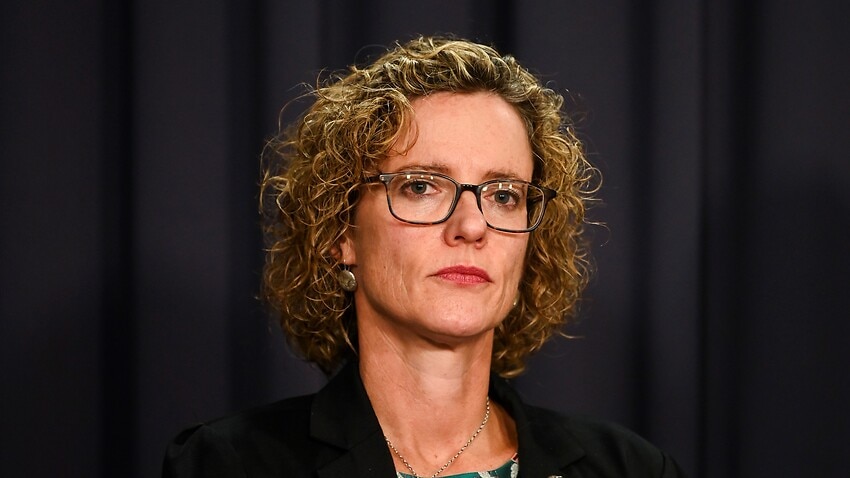 CEO of Our Watch Patty Kinnersly speaks to the media during a press conference in Canberra, Tuesday, March 5, 2019.  (AAP Image/Lukas Coch) NO ARCHIVING