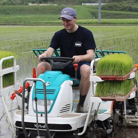 Dalin planting rice in Miyakonojo-shi