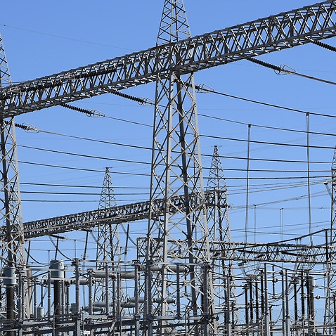 High voltage electricity transmission lines at the Liddell Power Station in New South Wale