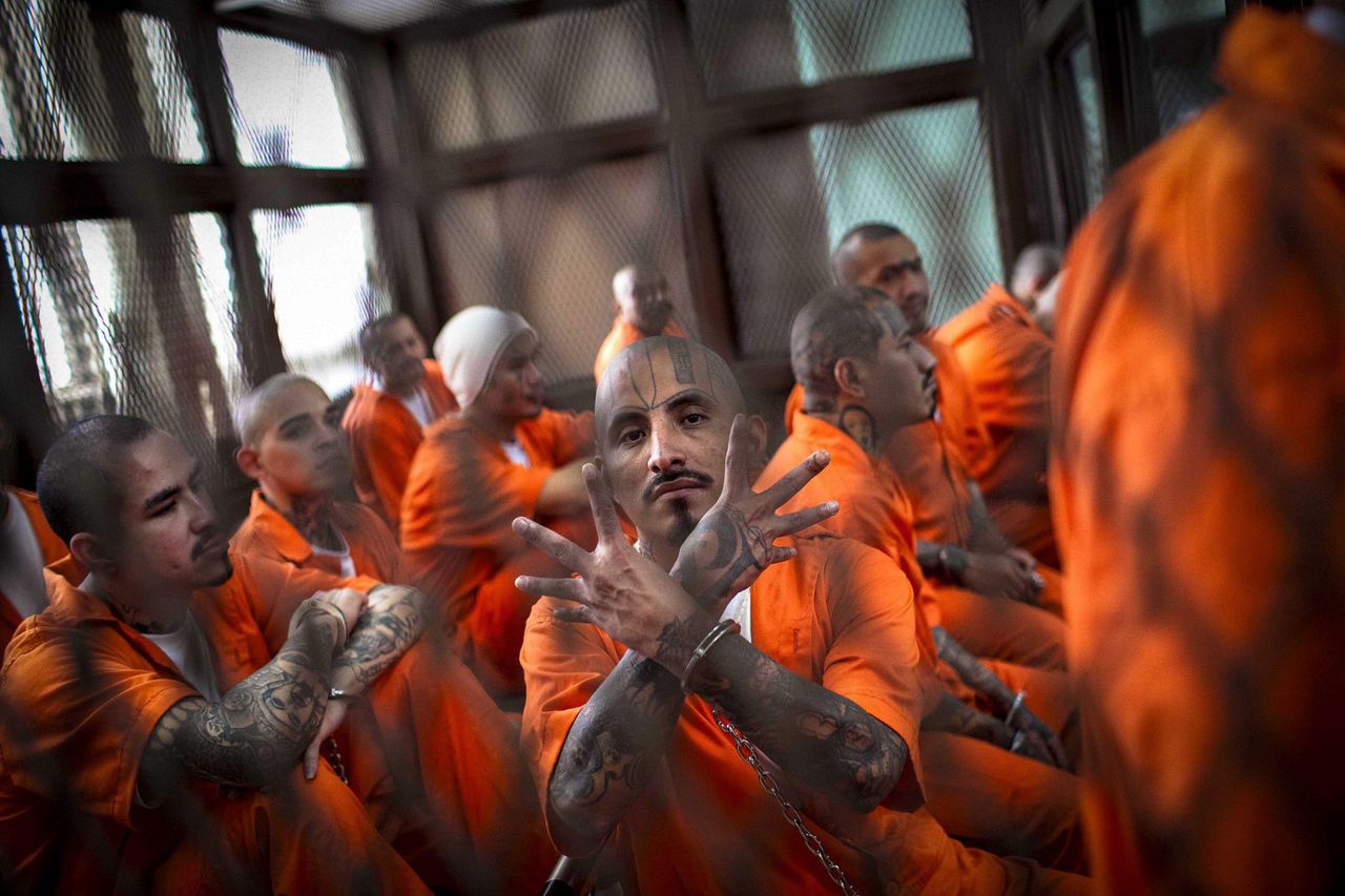 Mara gang members on trial in Guatemala City. Mara gang members on trial in Guatemala City.