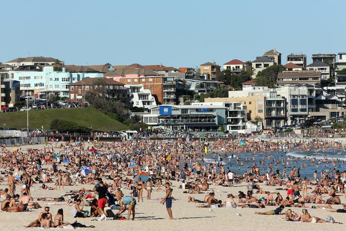 Beachgoers visit Bondi Beach despite the threat of Covid-19 Coronavirus on 20 March 2020. 
