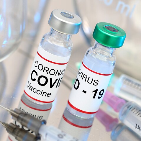 Close up of covid vaccine vials 