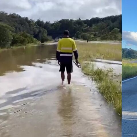 Amrinder Singh was driving towards Queensland when he got stuck on the flooded road near Tweed Heads in NSW