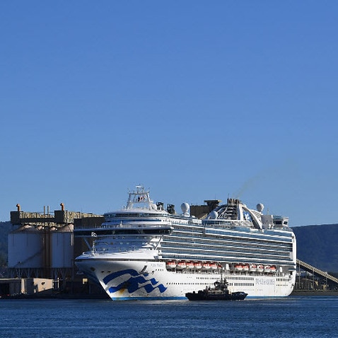 The Ruby Princess cruise ship has docked at Sydney's Port Kembla.