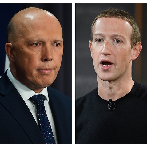 Peter Dutton has hit out at Mark Zuckerberg and Tim Cook.