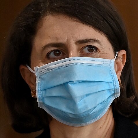 NSW Premier Gladys Berejiklian wears a face mask during a press conference to provide a COVID-19 update, in Sydney, Wednesday, August 18, 2021. 