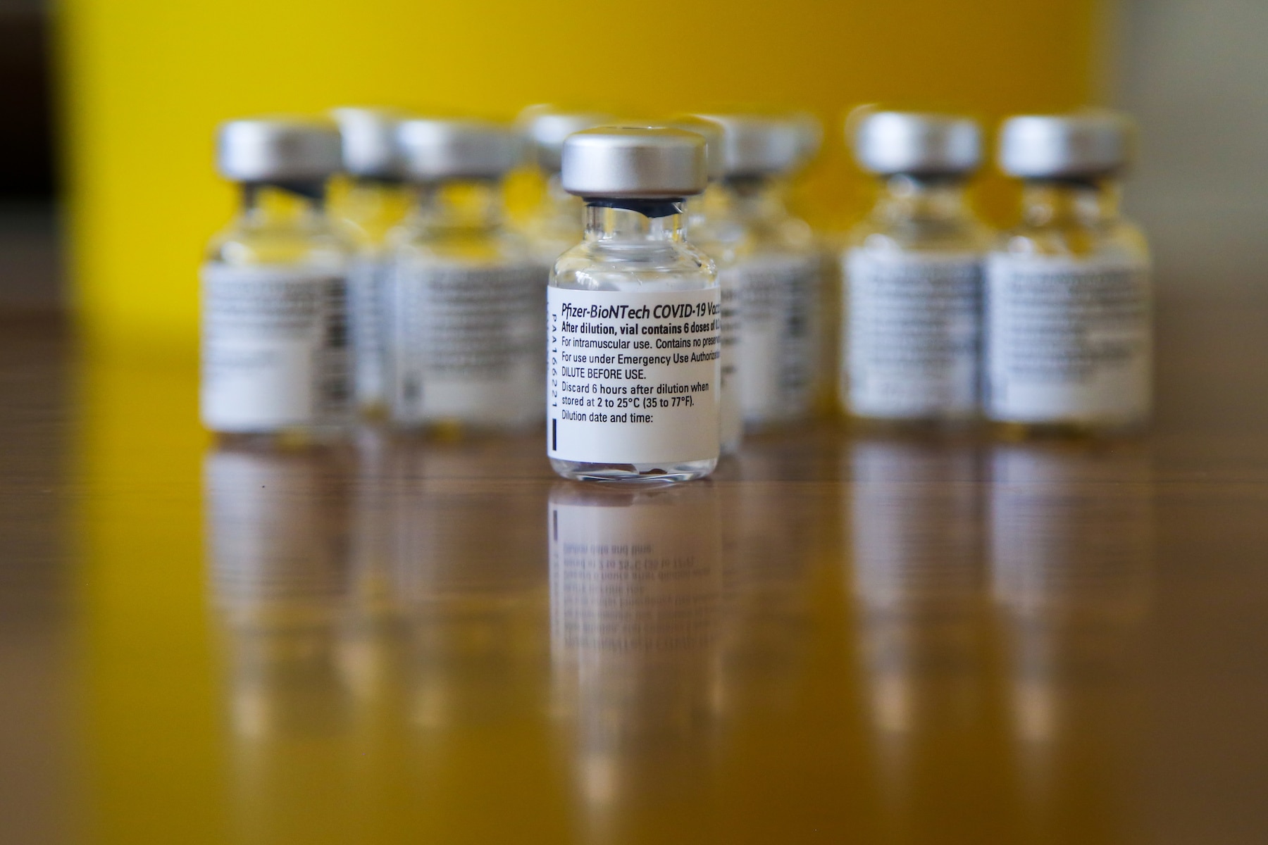 Vials containing Pfizer Covid-19 vaccine 