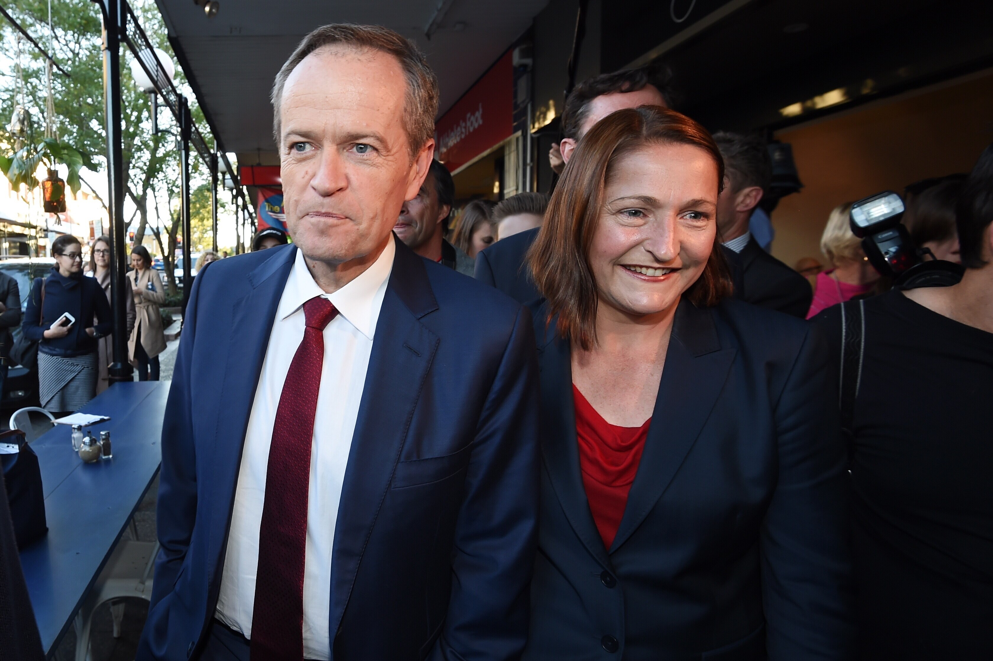 Bill Shorten and Labor candidate for Gilmore Fiona Phillips in Nowra.