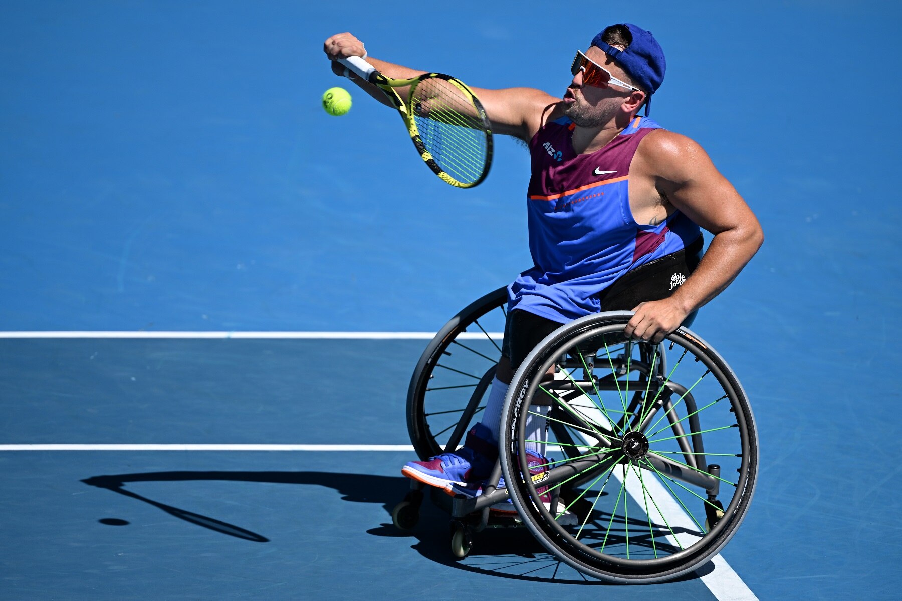Dylan Alcott of Australia during his mens quad wheelchair singles semi final match