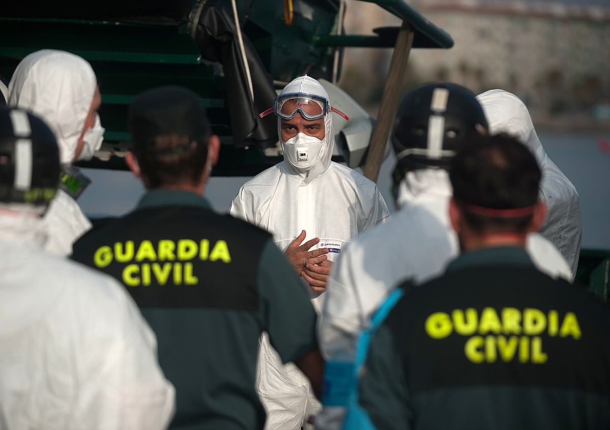 A Spanish Civil Guard vessel intercepted around 82 Algerian migrants near Almerias coast while trying to reach Europe by small boats.