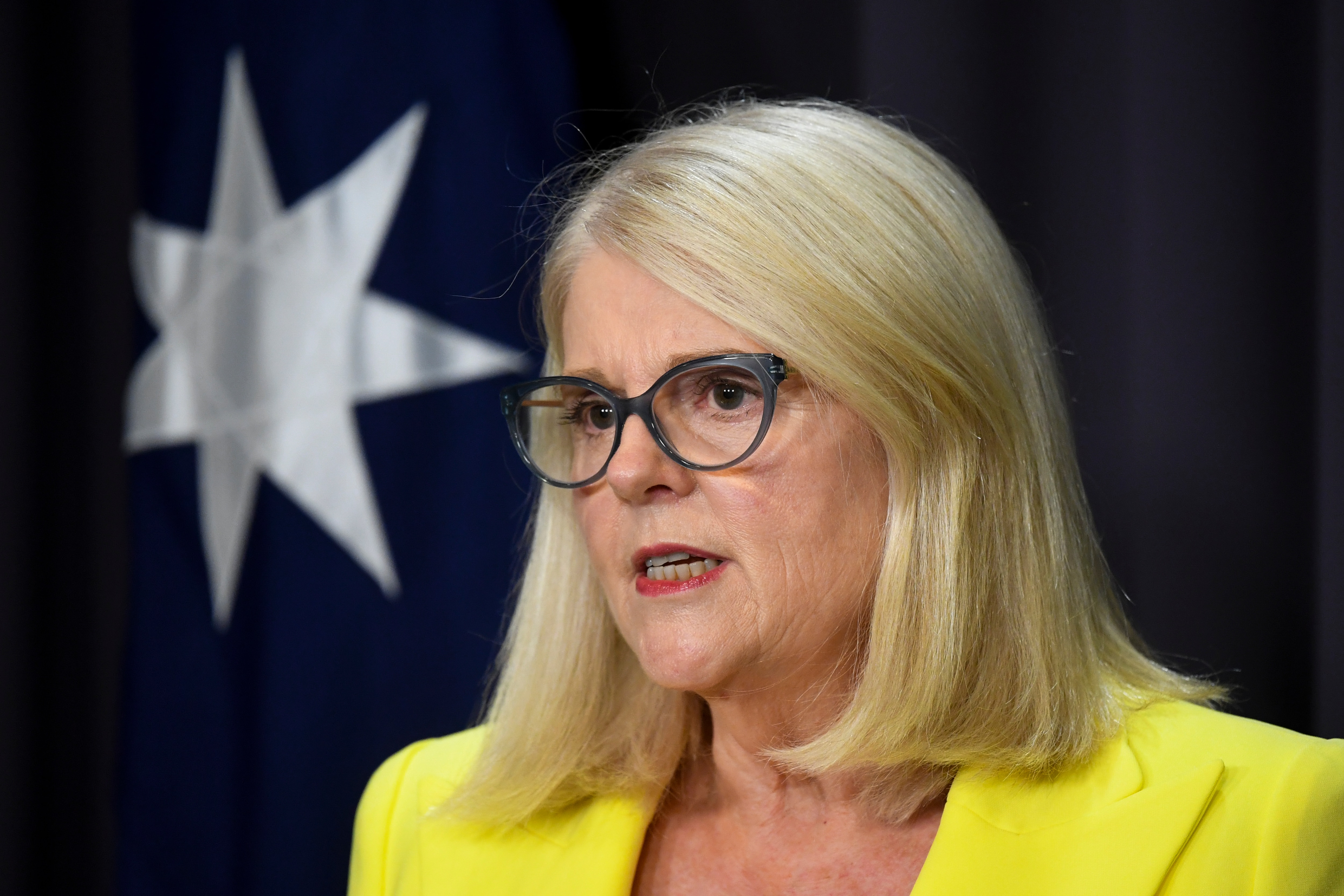 Home Affairs Minister Karen Andrews speaks during a press conference at Parliament House in Canberra.