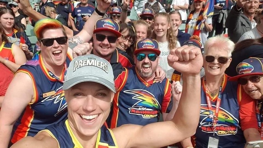 Rainbow Crows members celebrate after the 2019 AFLW Grand Final