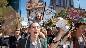 A schools climate strike rally in Melbourne earlier this year.