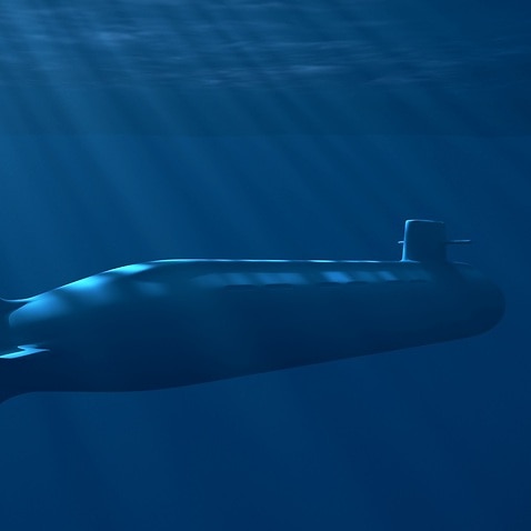 A nuclear submarine underwater 