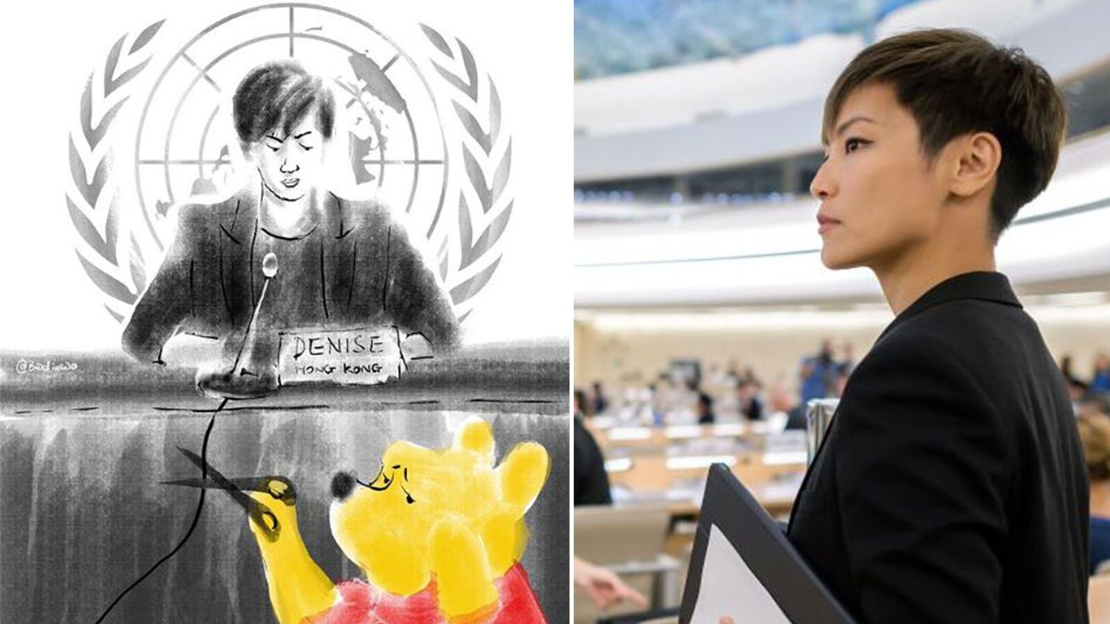 Cantonese pop singer Denise Ho was interrupted twice by the Chinese delegation when she addressed the United Nations Human Rights Council in Geneva.