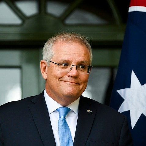 Prime Minister Scott Morrison at the Lodge in Canberra 