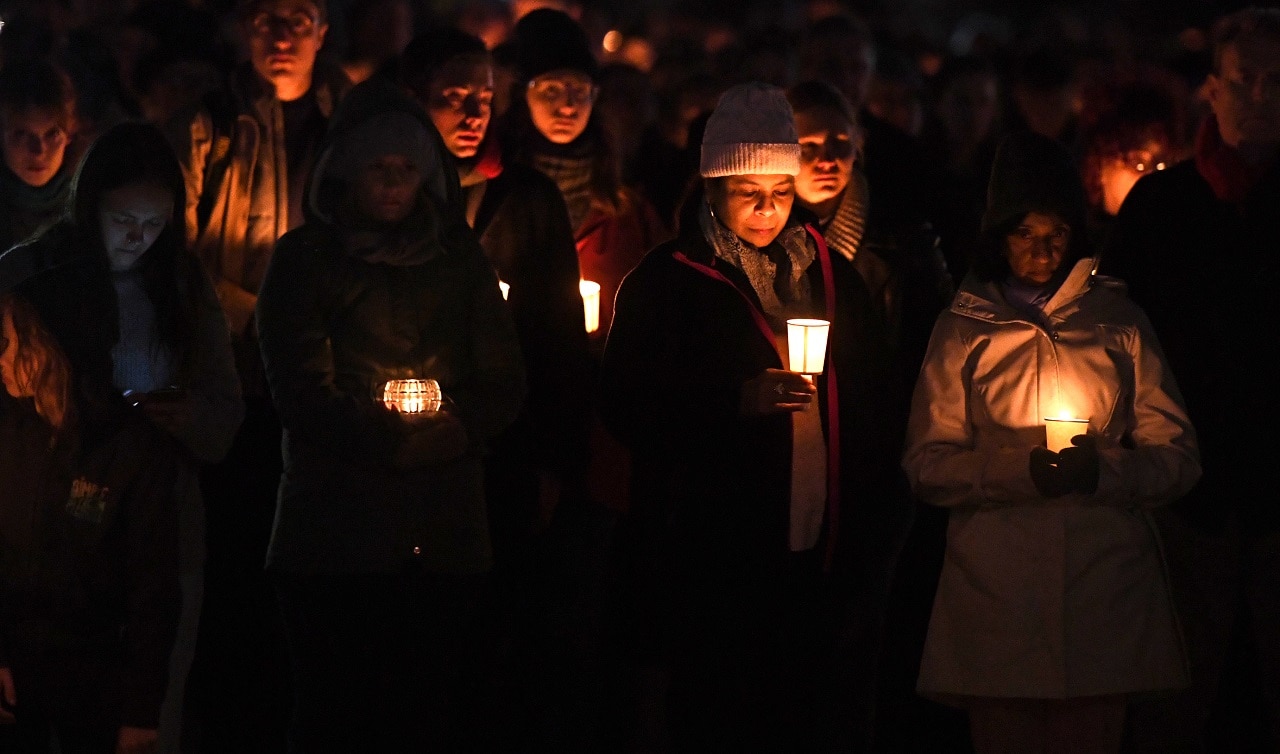 The silent protesters holding a vigil
