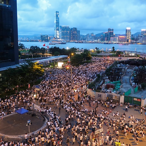 Demonstration before HK Legislative Council Recently