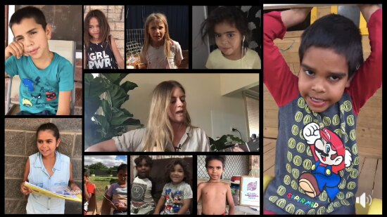 Wilcannia Central School deputy principal Sarah Donnelley and some of the children appear in a video posted online. 