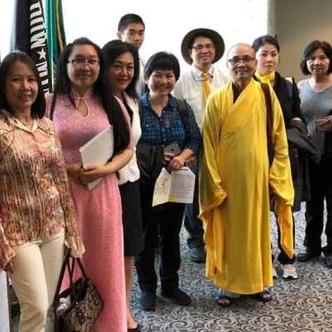 An activist group with TT Thich Vinh Phuoc attending Vietnam Advocacy Day 2019 in Washington DC