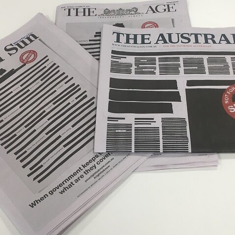 Australian newspapers blacked out their from pages