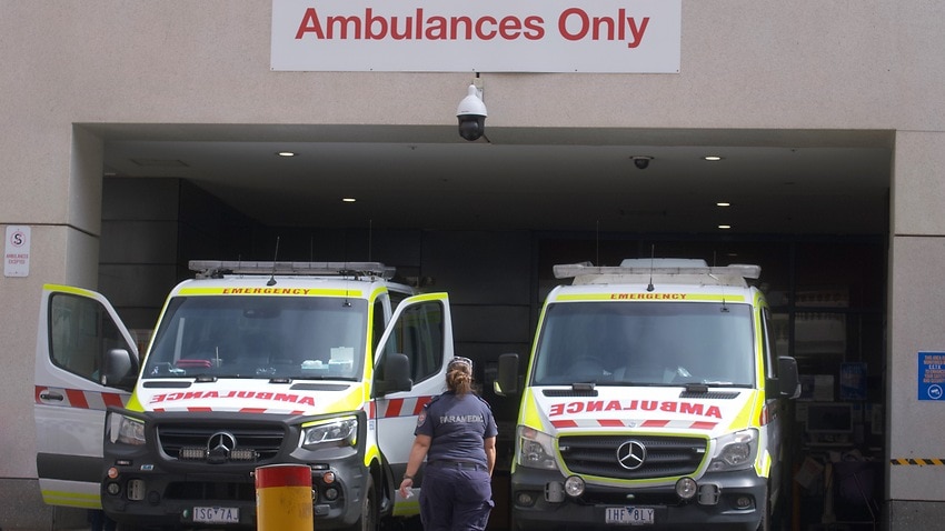 Ambulances at St Vincent's Hospital, Melbourne.