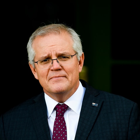 Prime Minister Scott Morrison speaks to the media during a press conference in Canberra.