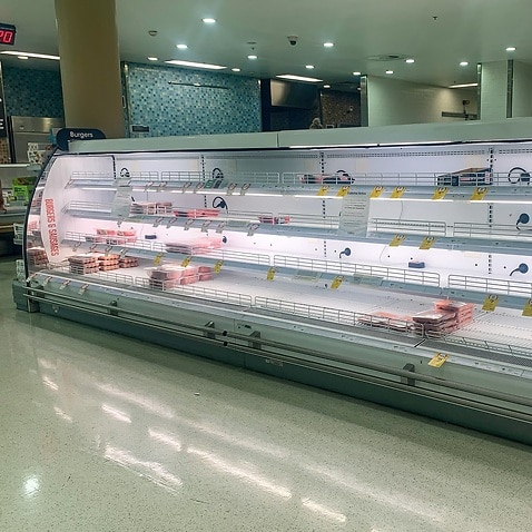 Empty shelves at a supermarket in Sydney 