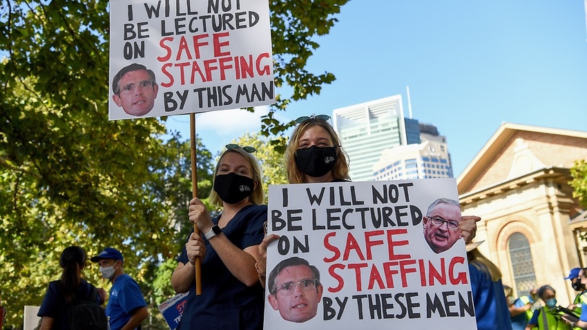 Image for read more article 'Nurses rally outside NSW parliament in protest over work conditions and pay'