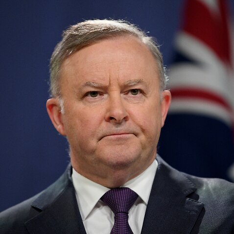 Leader of the Opposition Anthony Albanese at a press conference at Parliament House.