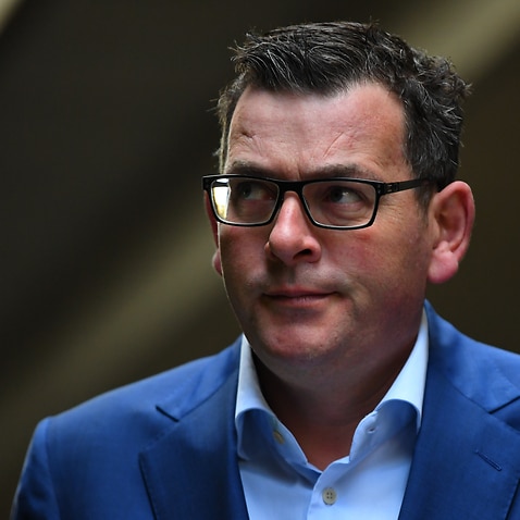 Victorian Premier Daniel Andrews arrives to a press conference in Melbourne, Thursday, July 16, 2020. Victoria has recorded 317 new Coronavirus cases overnight. (AAP Image/James Ross) NO ARCHIVING